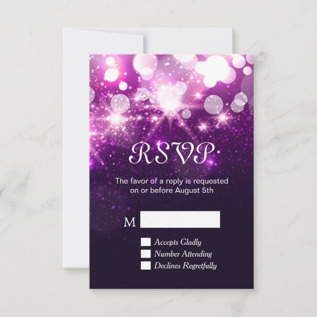 RSVP Card - Trendy Purple Glitter Sparkles