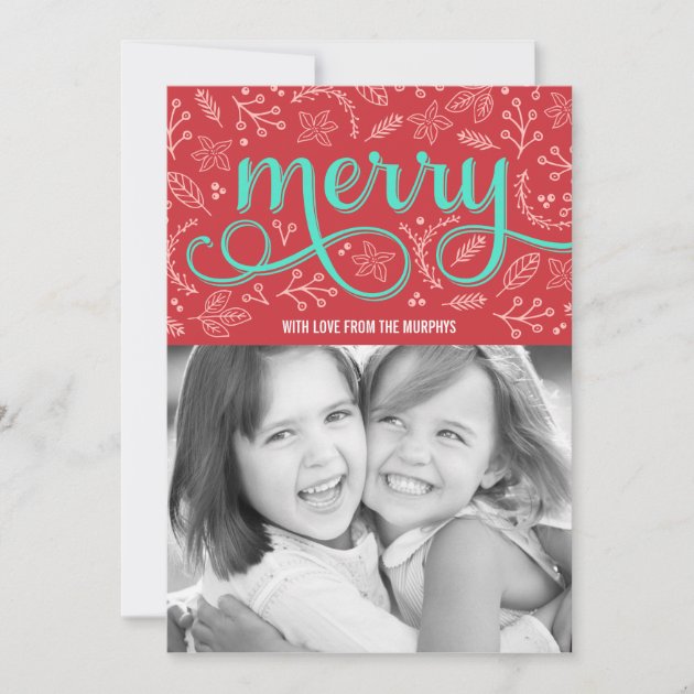 Merrily Illustrated Holiday Photo Cards (front side)