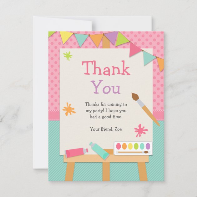 Art Painting Party Thank You Card