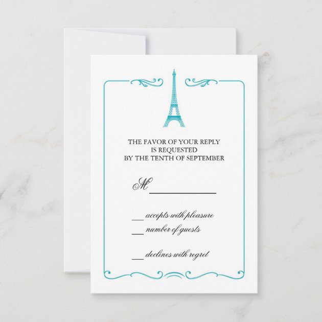 Eiffel Tower Elegant RSVP Card Invitation
