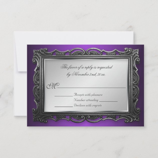 Gothic Frame Purple RSVP Reply Cards