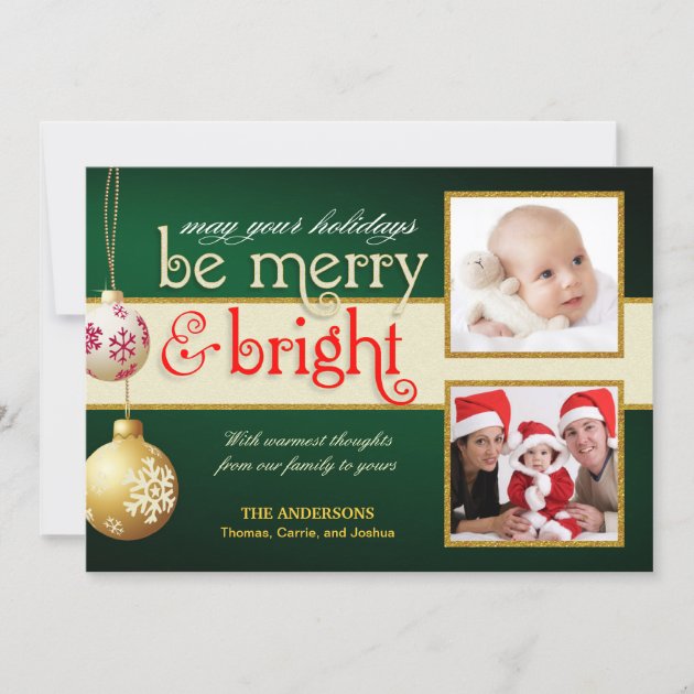 Merry & Bright 2-Photos Holiday Flat Card