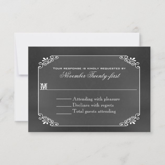 Typography Chalk Board Wedding RSVP Card