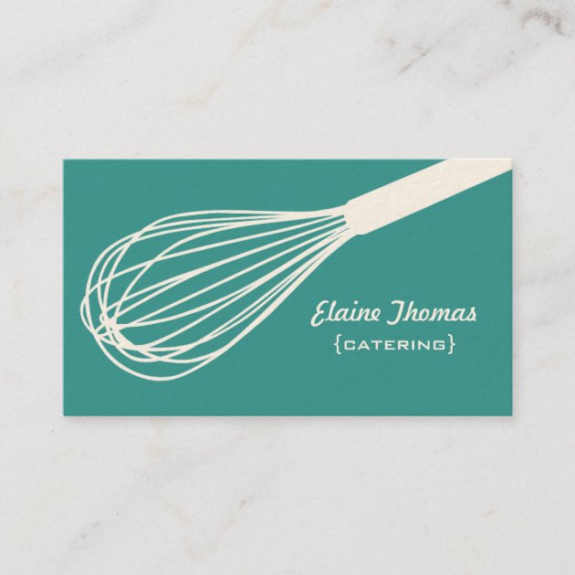 Wire Whisk Catering Card Teal