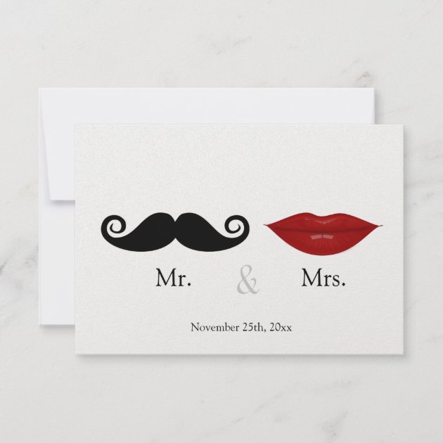 Mr. & the Mrs (Lips and the Stache) Wedding RSVP