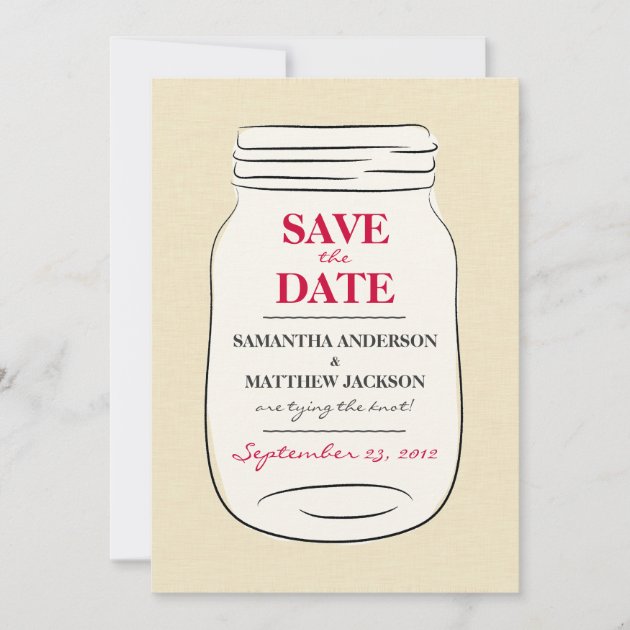 Mason Jar Save the Date Cards - Red
