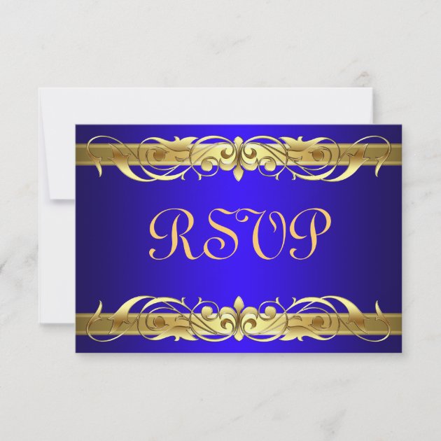 Grand Duchess Gold Scroll Blue RSVP Card