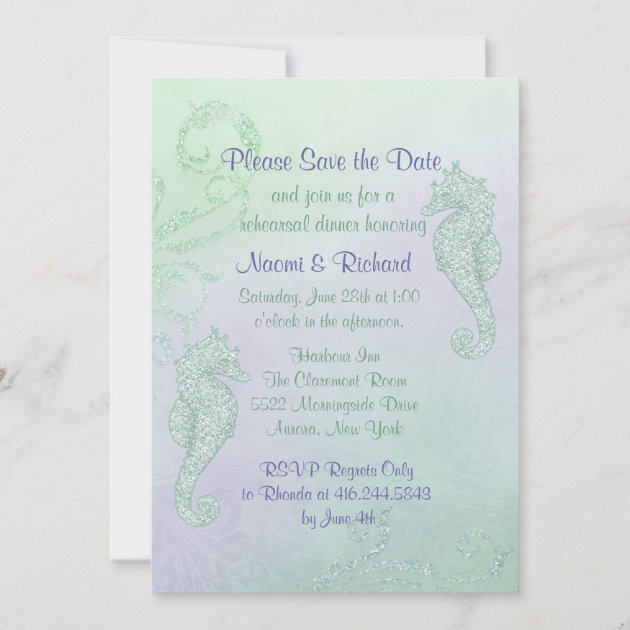 Seahorse Sparkle - Rehearsal Dinner Save The Date