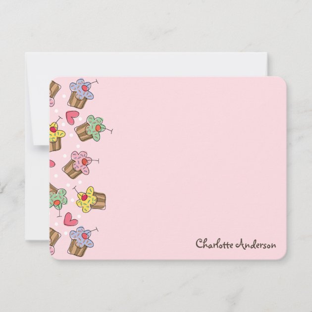 Sweet Cherry Cupcakes Girl Birthday Thank You Card