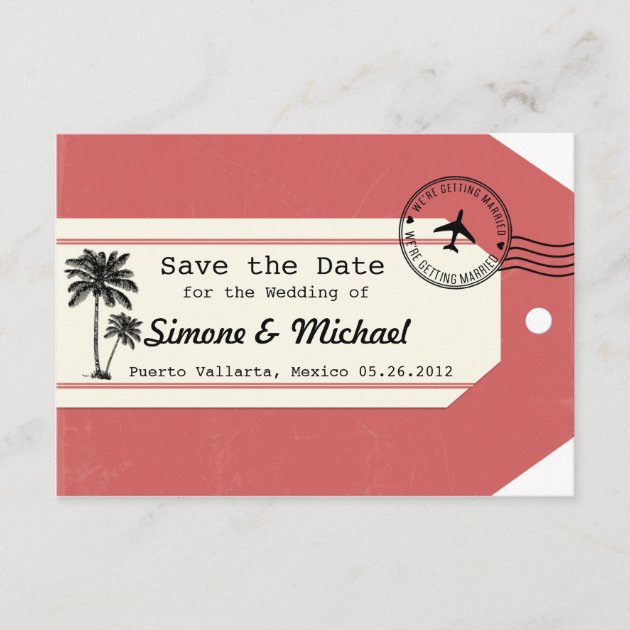Palm Tree travel theme Luggage Tag Save the Date