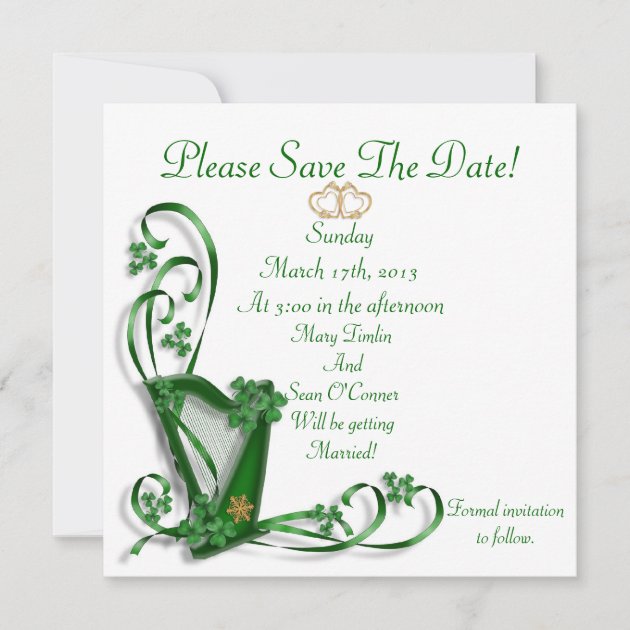Irish Save the date for Wedding, Harp