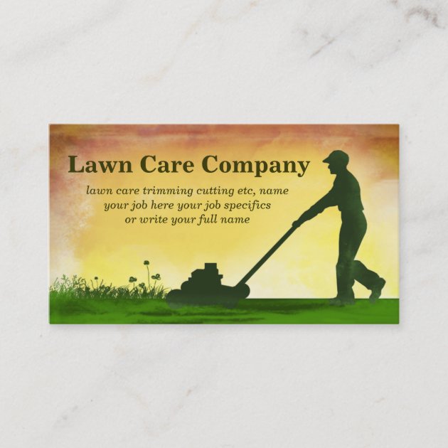 lawn care grass cutting business card (front side)