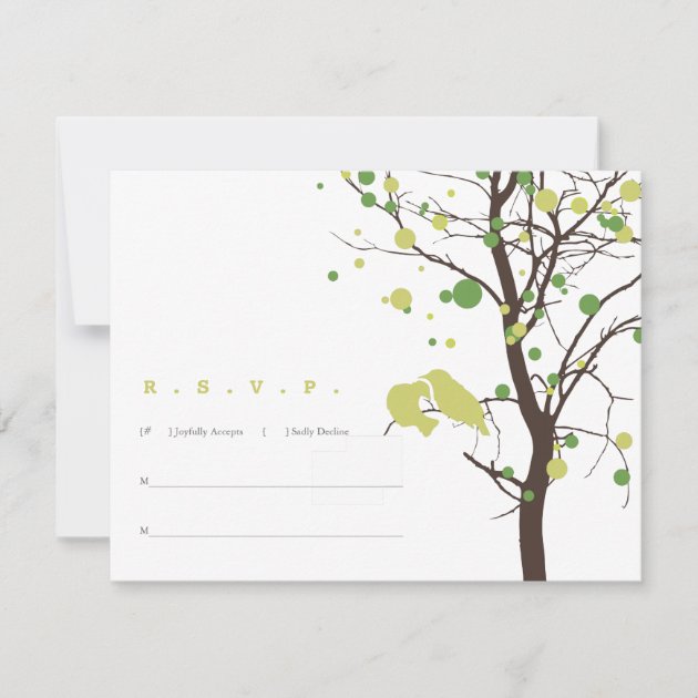 Love Birds in Tree RSVP - Green and Brown