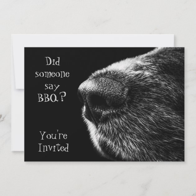 BBQ invitation dog nose black and grey