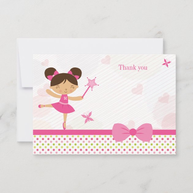 Sweet ballerina girl's birthday thank you card