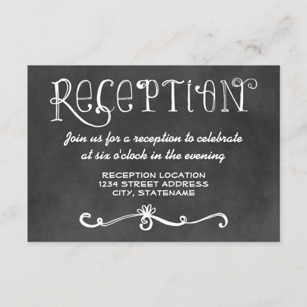 Reception Card | Black Chalkboard Charm (front side)