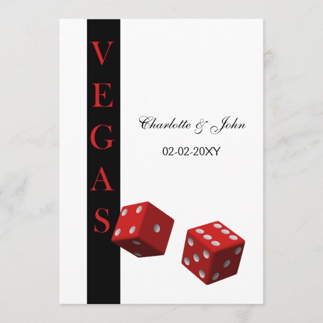 Vegas wedding save the date announcement (front side)