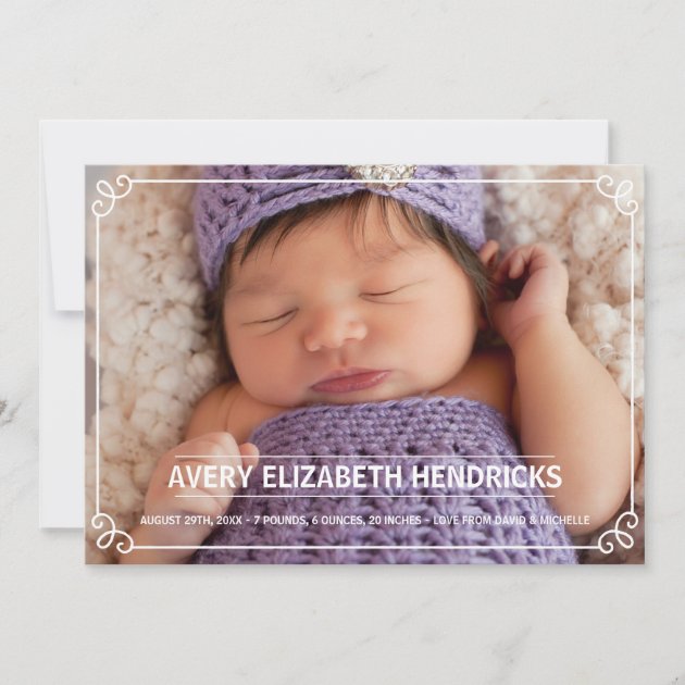 Vintage Frame | Photo Birth Announcement (front side)