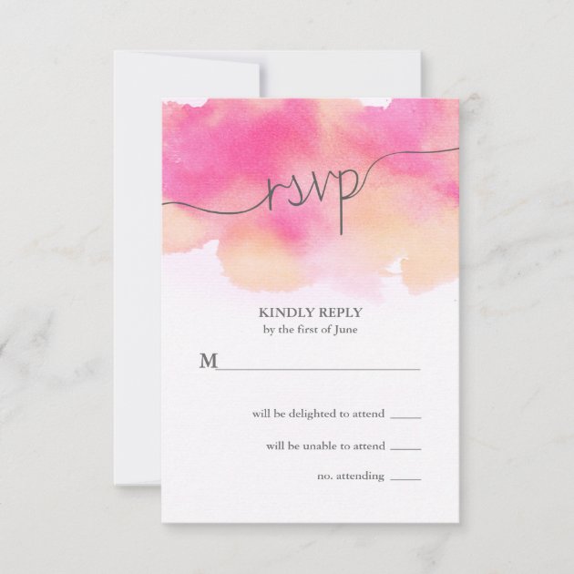 Vibrant Dreams Wedding RSVP Card / Pink & Peach (front side)