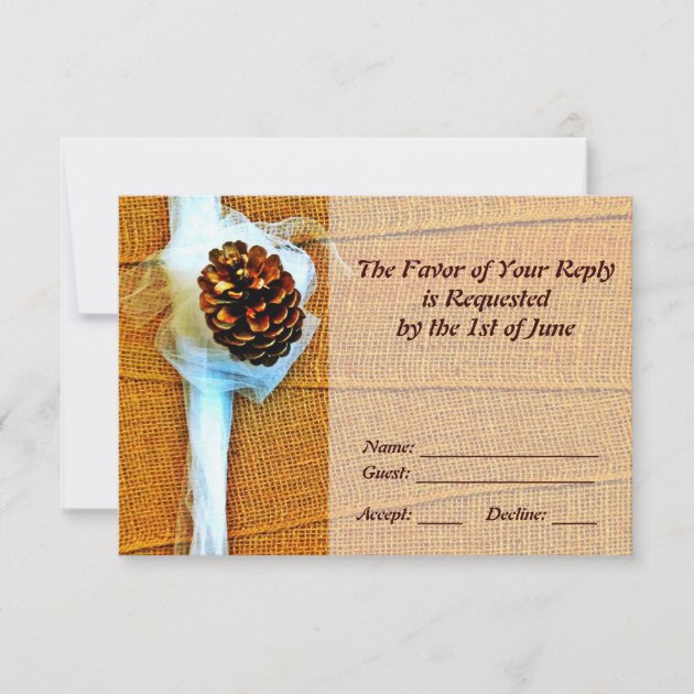 Rustic Country Pinecone Wedding RSVP Cards