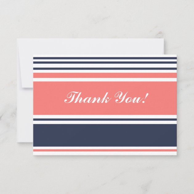 Pink and Blue Modern Stripes Flat Thank You