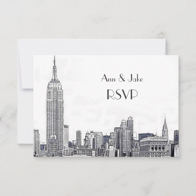 NYC Skyline 01 Etched White RSVP #2