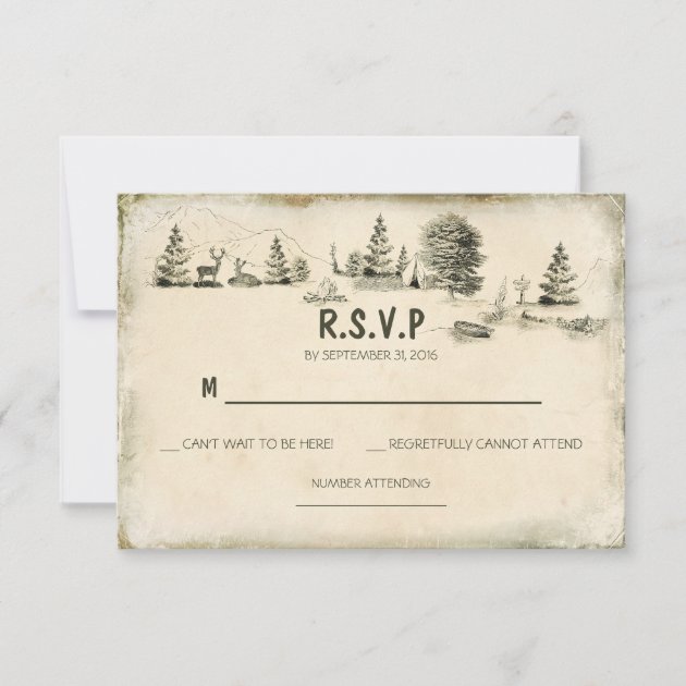 Camping in the woods Wedding RSVP cards
