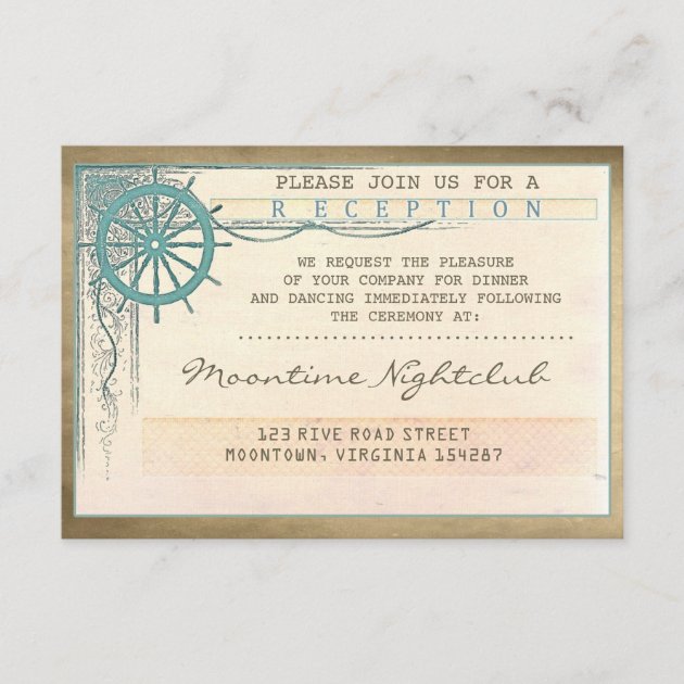 vintage ticket wedding old nautical reception card (front side)