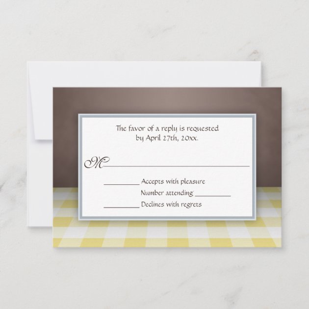 Yellow Gingham Brown RSVP Reply Cards