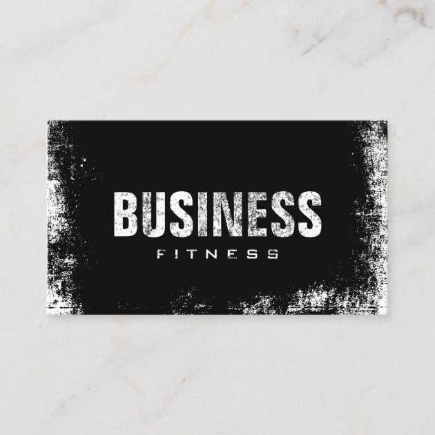 Fitness Training Professional Dark Grunge Business Card (front side)