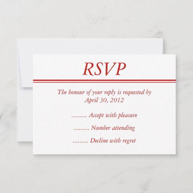 Red Event RSVP, Reply or Response Card