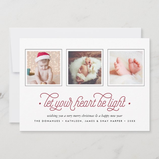 Lighthearted | Three Photo Holiday Card (front side)