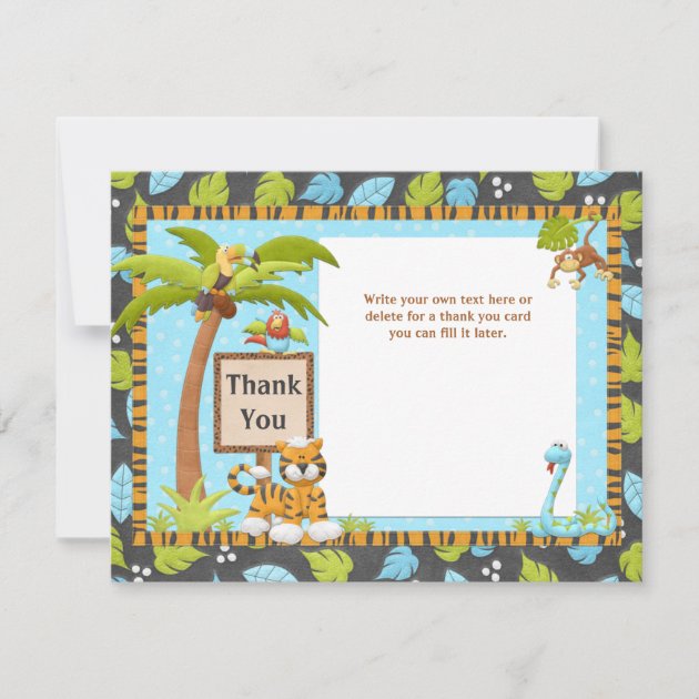 Cute Jungle Baby Shower Thank You Card