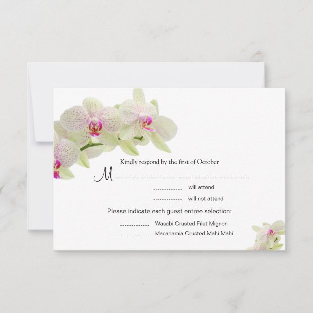 Beautiful White and Hot Pink Orchids RSVP Cards
