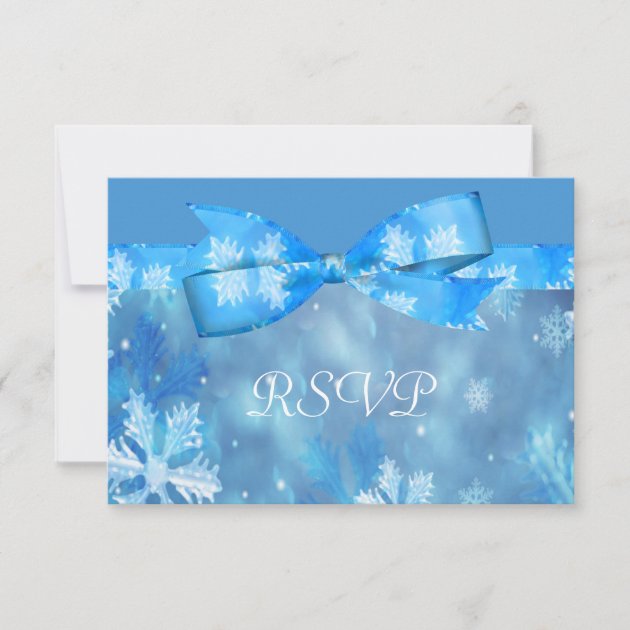 Icy Blue Winter Wonderland Wedding RSVP Card