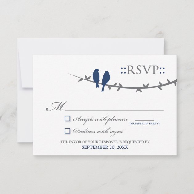 Love Birds RSVP Card (navy blue & white)
