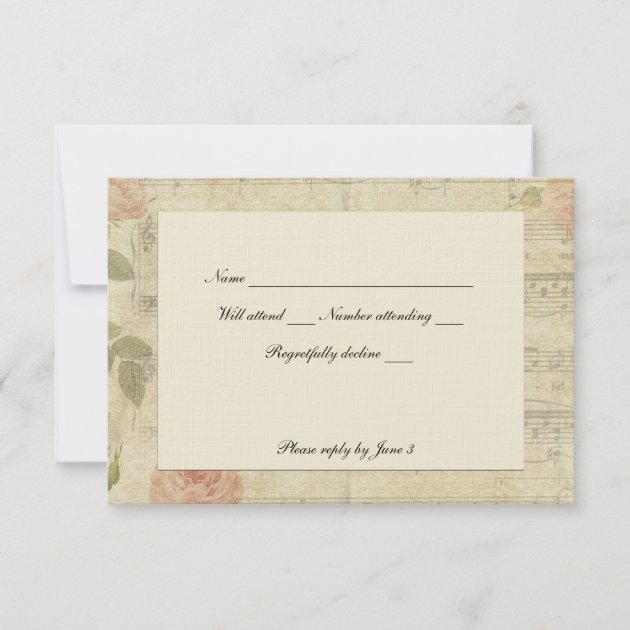 Victorian Music and Rose rsvp with envelopes