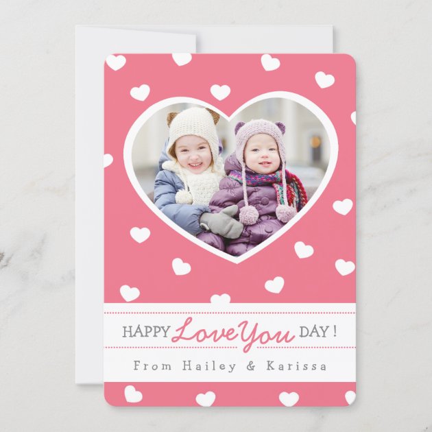 Sweet Hearts Valentine Photo Card / Pink (front side)