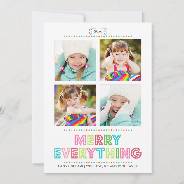 Merry Everything Collage Photo Holidays Card (front side)