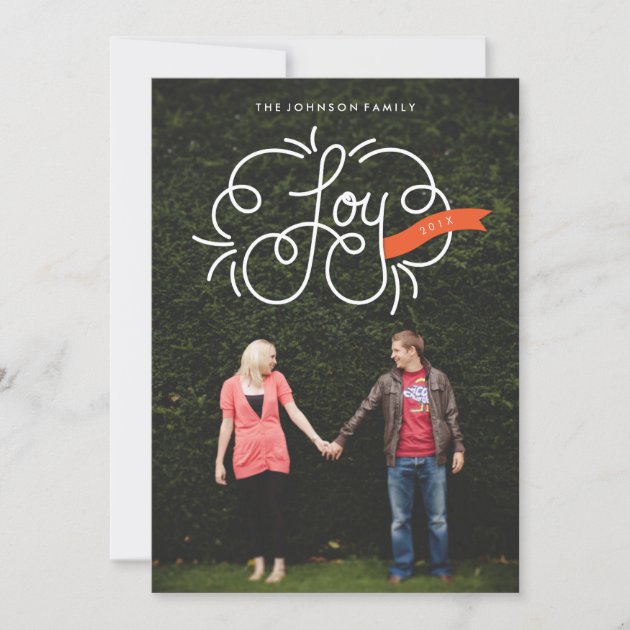 hand lettered "joy" holiday photo (front side)