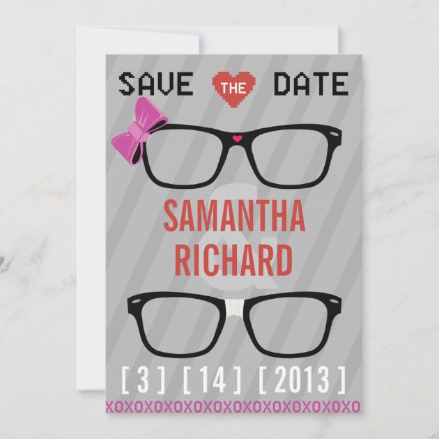 Geek Glasses  & Hearts Wedding Save the Date
