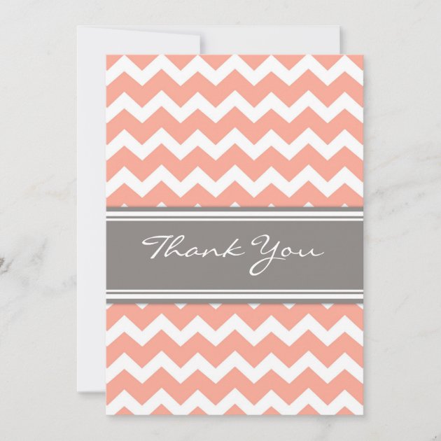 Baby Shower Thank You Cards Coral Gray Chevrons