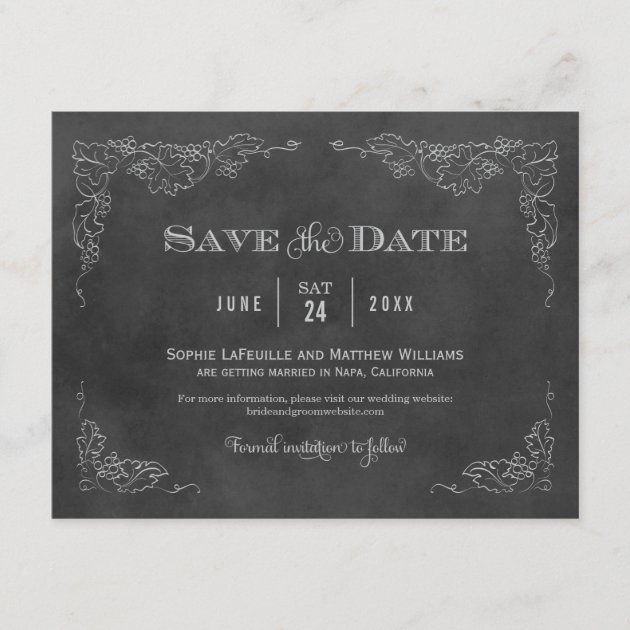 Wedding Save the Date Card | Vintage Chalkboard