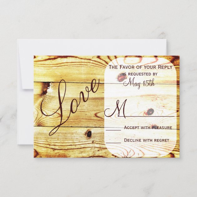 Rustic Country Barn Wood Love Wedding RSVP Cards