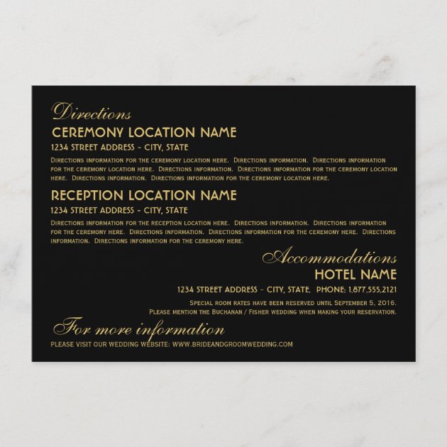 Wedding Information Card | Art Deco Elegant Style