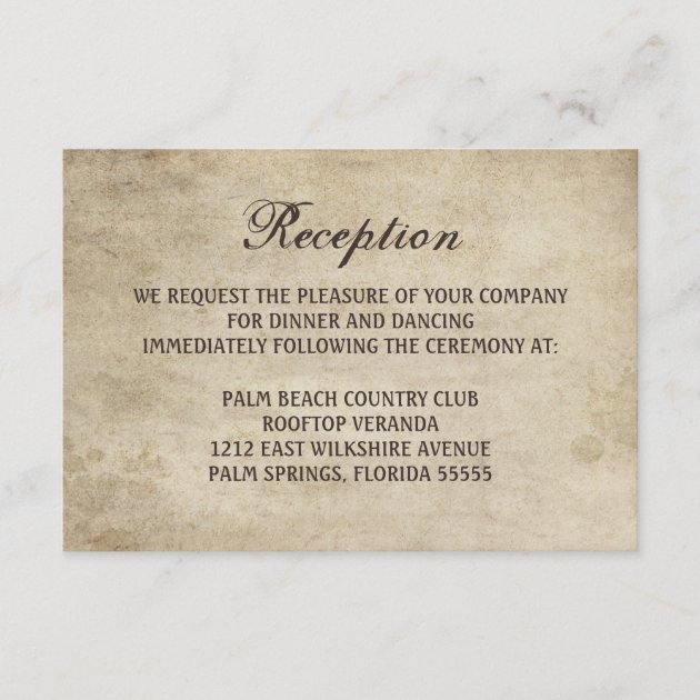Vintage Elegance Ribbon and Lace Reception Card (front side)