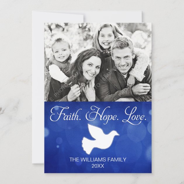 Faith Hope Love Christmas Dove Photo Card