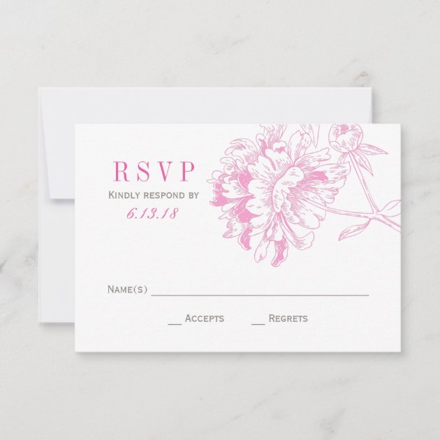 Wedding RSVP Cards | Fuchsia Floral Peony