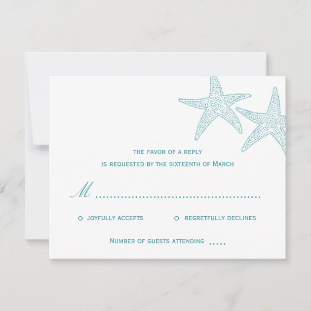 Starfish Wedding RSVP Card - Turquoise