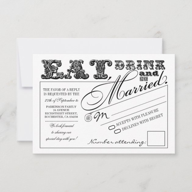 eat drink and be married wedding RSVP